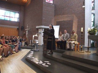 Die Provinzoberin von Schwester Pia Elisabeth Hellrung sprach einige Worte im Gottesdienst. Foto: SMMP/Hofbauer